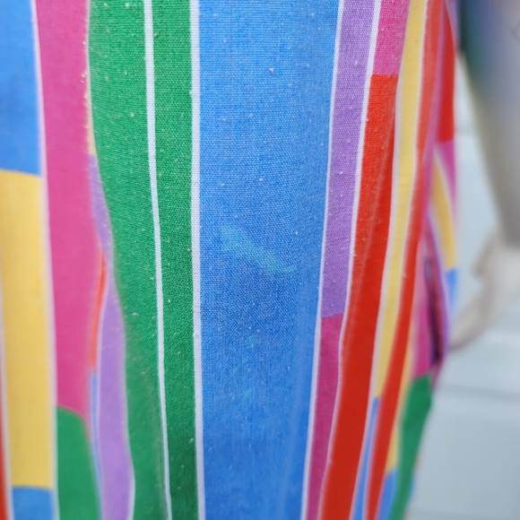 Rainbow Stripe 1970s Handmade House Dress Caftan Muu-Muu Full Length - Picture 6 of 12